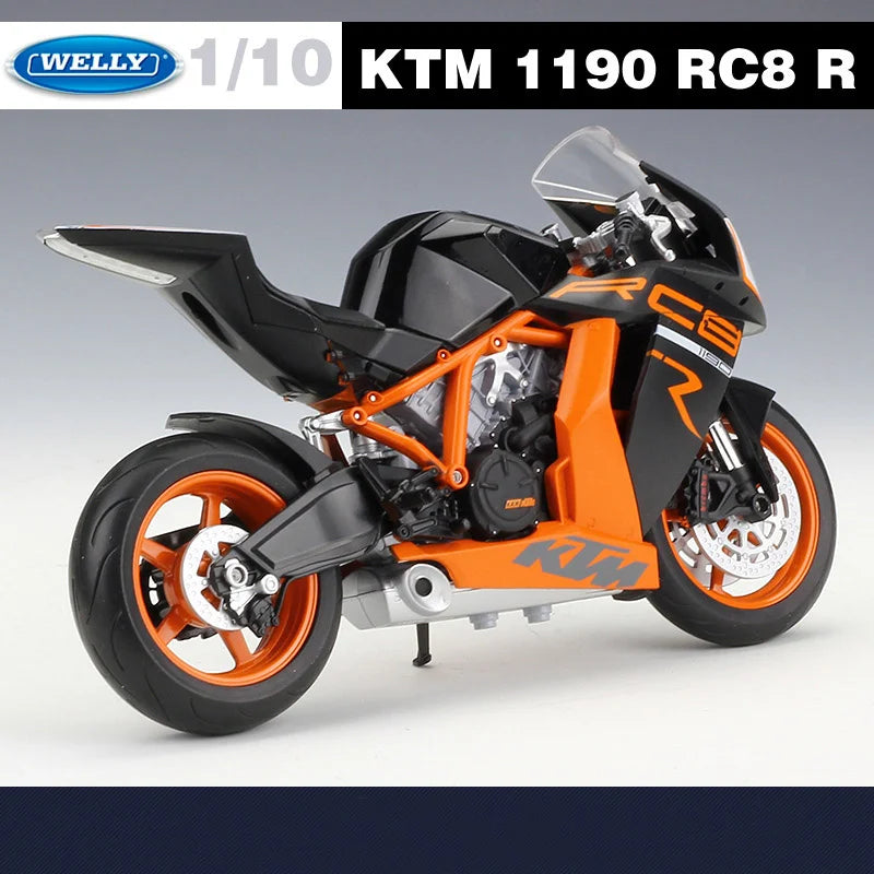 WELLY 1:10 KTM 1190 RC8 R Alloy Racing Motorcycle Model Diecast Metal Street Cross-country Motorcycle Model Simulation Kids Gift