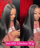 Bone Straight Glueless Human Hair Wig 5x5 HD Transparent Pre Cut Lace Closure Wig 4x6 Brazilian Wear and Go HD Lace Frontal Wigs