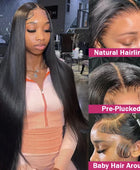 28 30 32 34 Inch 13x4 360 Straight Lace Front Human Hair Wigs Brazilian 13x6 HD Transparent Lace Frontal Wig For Women