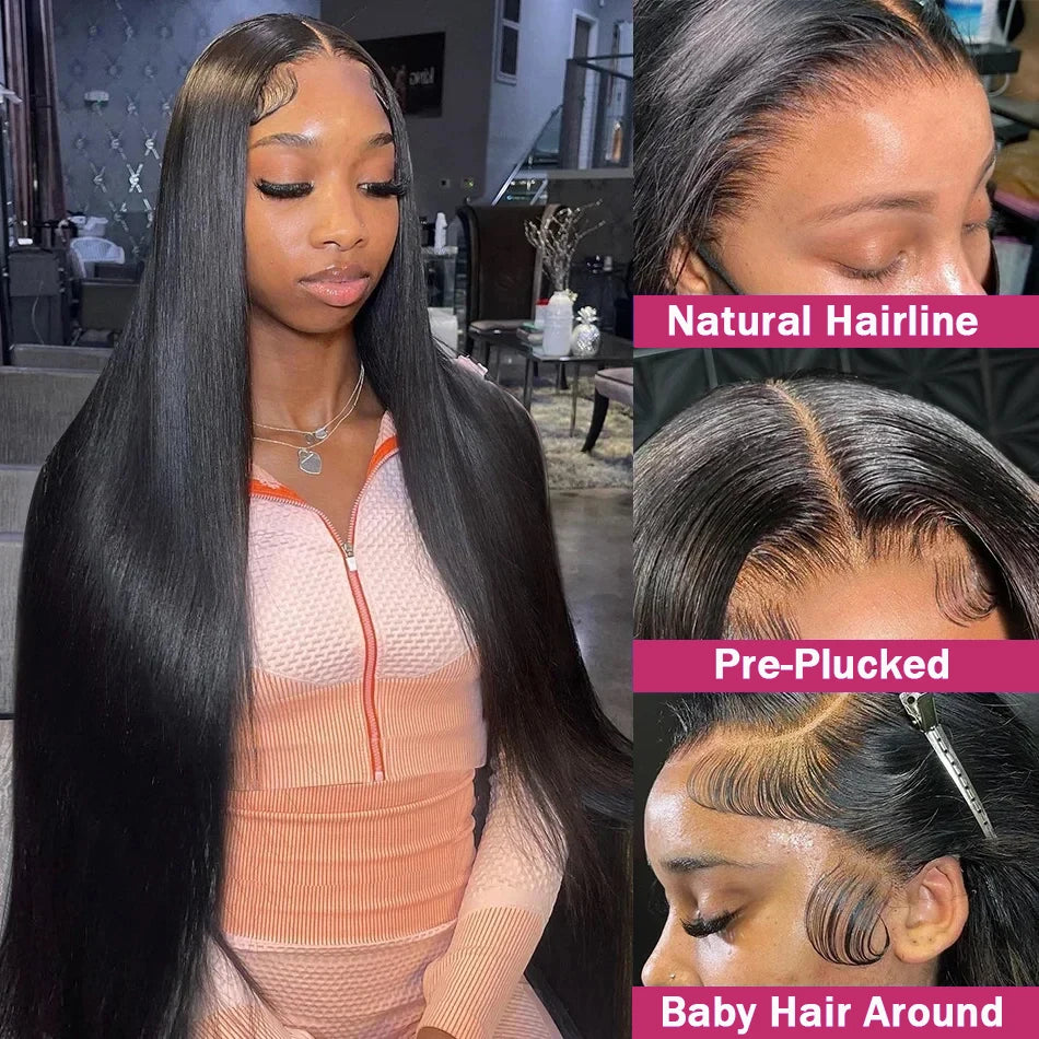 360 13x4 Transparent Lace Frontal Wig 4x4 Lace Closure Wig Straight 13x6 Lace Front Human Hair Wigs For Black Women 30 32 34Inch