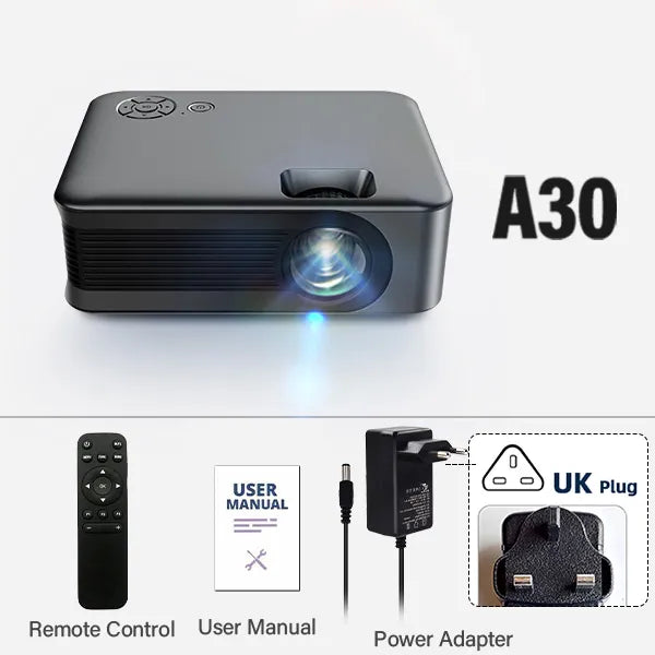A30 Portable Projector LED Home Theater Projector A30-UKPlug - IHavePaws