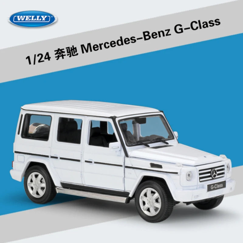 WELLY 1:24 Mercedes-Benz G-Class G500 SUV Alloy Car Scale Model Diecast White - IHavePaws