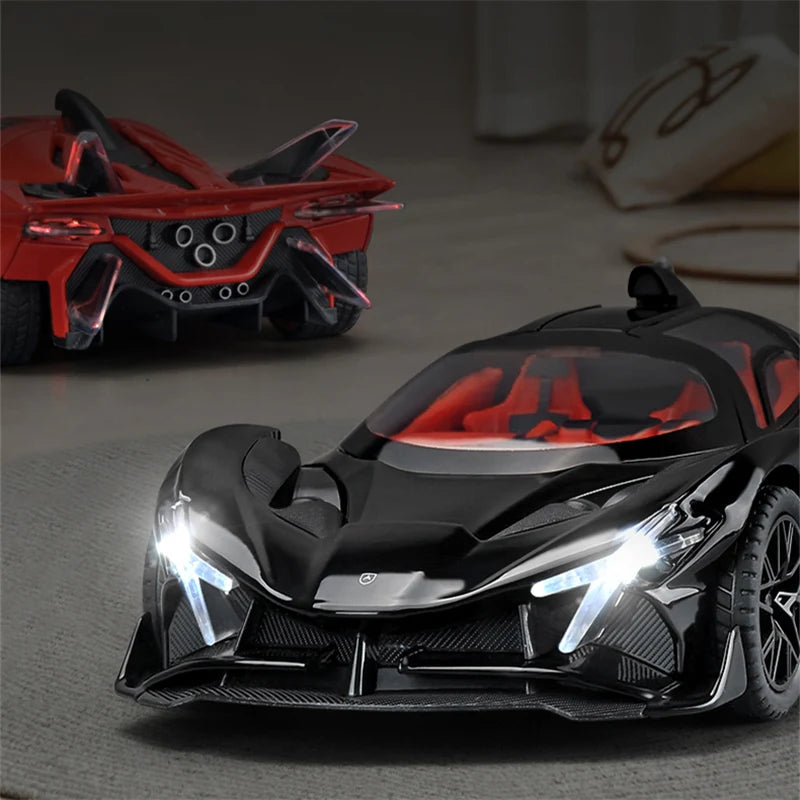 1:32 Apollo Project EVO Alloy Sports Car Model Diecasts Metal Racing Super Car Vehicles Model Sound and Light Childrens Toy Gift