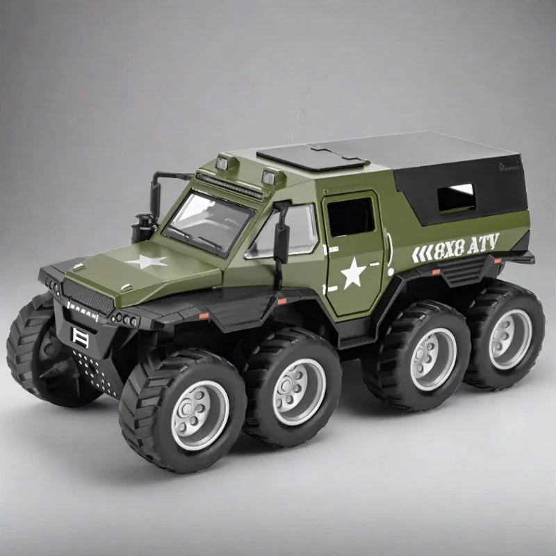 1:32 Siberia Conqueror Shaman Alloy Armored Car Model Diecast Toy All Terrain Off-road Vehicles Car Model Sound Light Kids Gifts Green - IHavePaws
