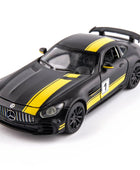 1/32 Benz-GT GTR Alloy Racing Car Model Diecast Metal Sports Car Model High Simulation Sound and Light Collection Kids Toy Gift Black with yellow - IHavePaws