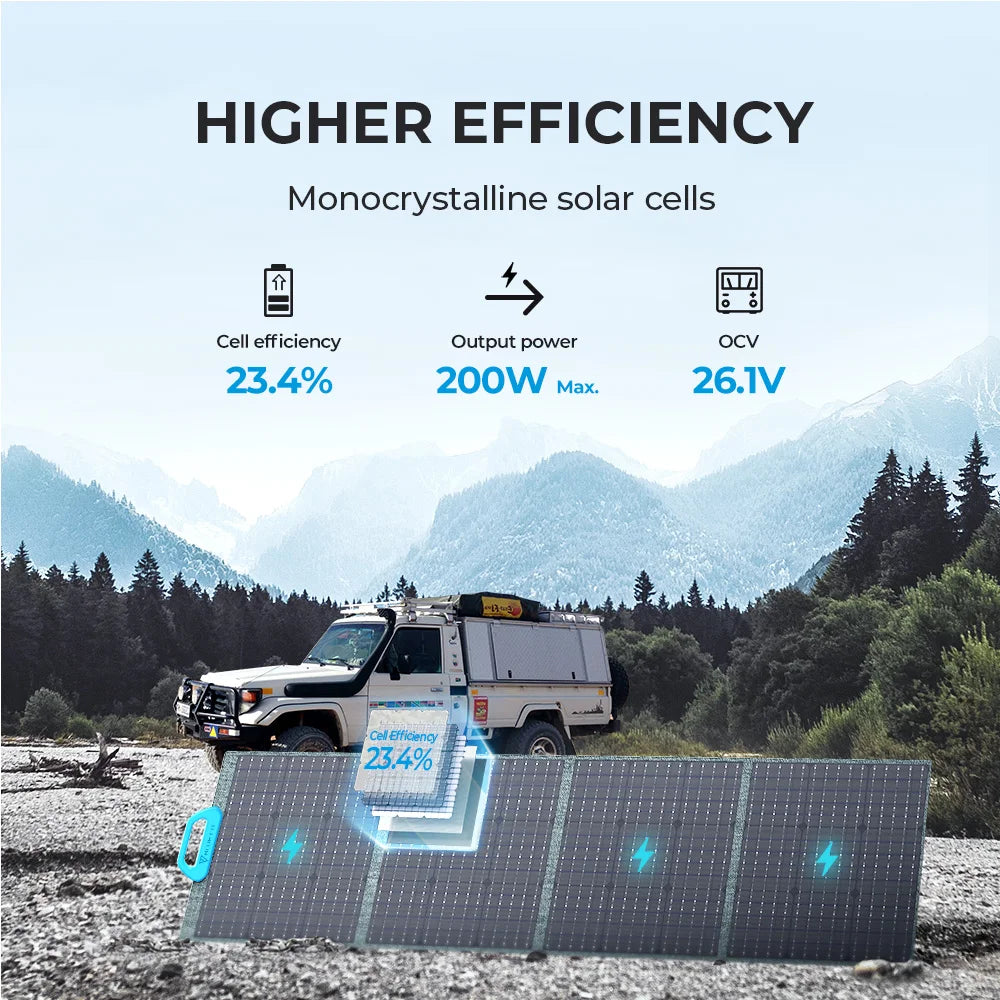 BLUETTI PV200 Solar Panel 200W Folding Panel Solar Foldable For Solar Power Station Portable Kit Solar Plate Camping Adjustable