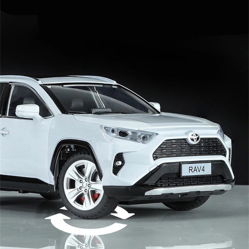 1:24 Toyota RAV4 SUV Alloy Car Model Diecasts Metal Off-road Vehicles Car Model High Simulation Sound and Light Kids Toys Gifts - IHavePaws