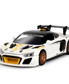 1:24 AUDI R8 GT2 Alloy Track Racing Car Model Diecast Metal Toy Sports Car Model Simulation Sound and Light Collection Kids Gift White - IHavePaws