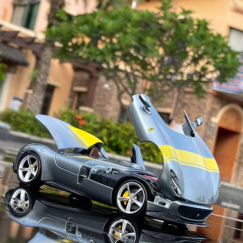 Bburago 1:24 Ferrari Monza SP1 Alloy Concept Sports Car Model Diecasts Metal Toy Racing Car Model High Simulation Childrens Gift Silvery - IHavePaws