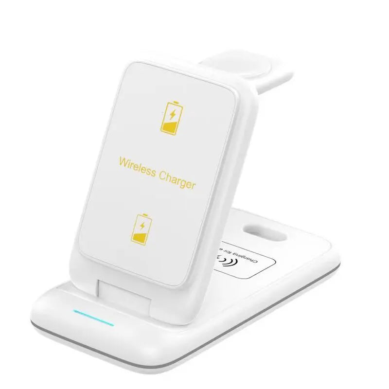 3-in-1 Wireless Charger Stand for iPhone, Apple Watch, and AirPods 15W Fast Charging White - IHavePaws