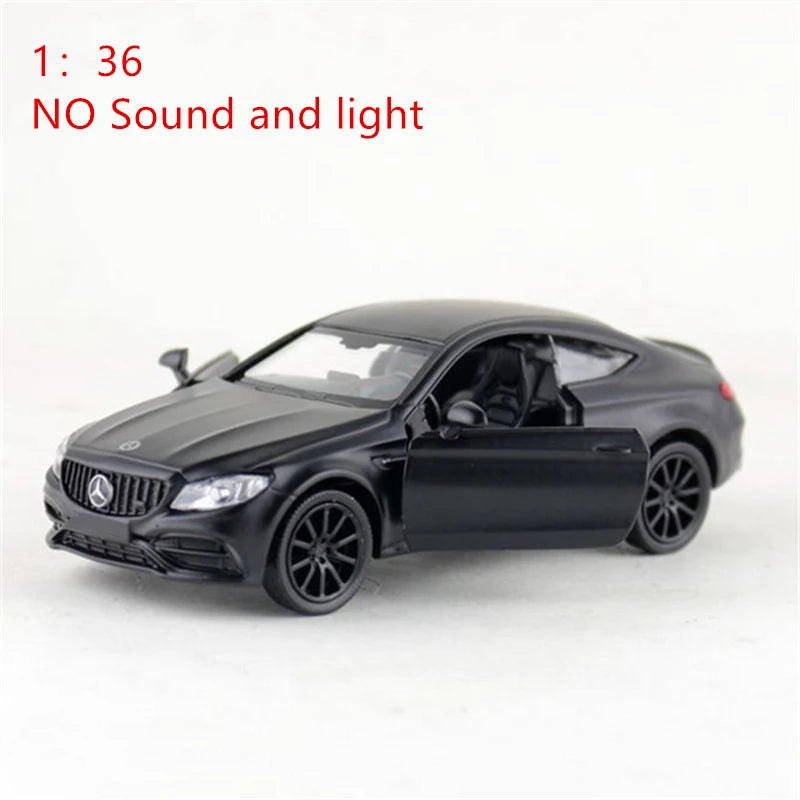 1:32 C63S Coupe Alloy Sports Car Model Diecast Metal Toy Vehicles Car Model Collection High Simulation Sound and Light Kids Gift 1 36 Black 2 - IHavePaws