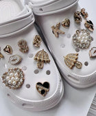 Shoe Charm for Crocs DIY Pearl Rhinestone Metal Detachable Decoration Buckle for Croc Charms Set Accessories Kids Girls Gift A - IHavePaws