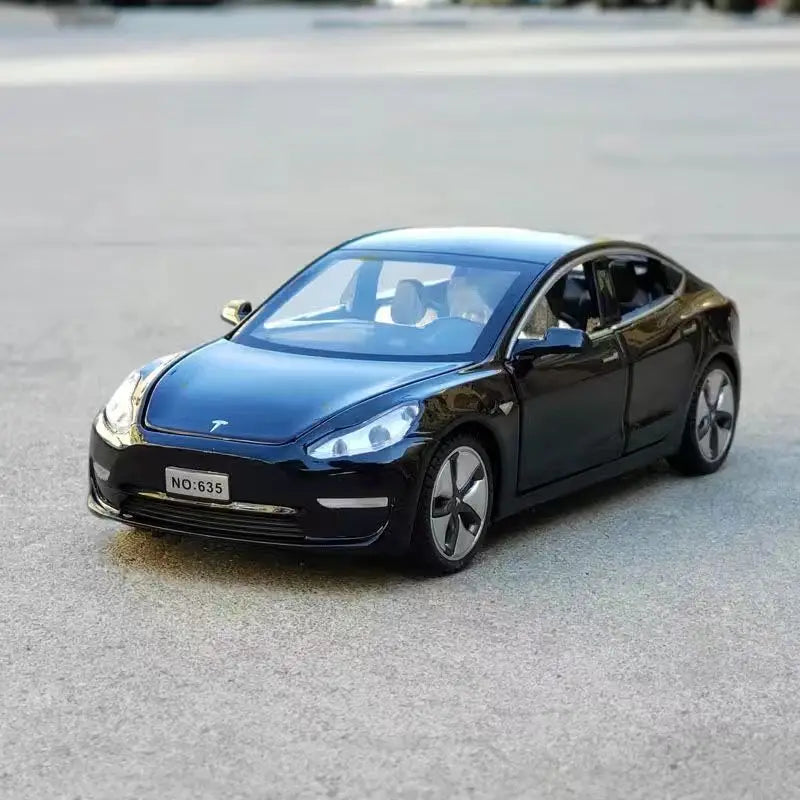1:32 Tesla Model S 3 Alloy Car Model Simulation Diecasts Metal Toy Car Vehicles Model Collection Sound and Light Childrens Gifts Model 3 Black - IHavePaws