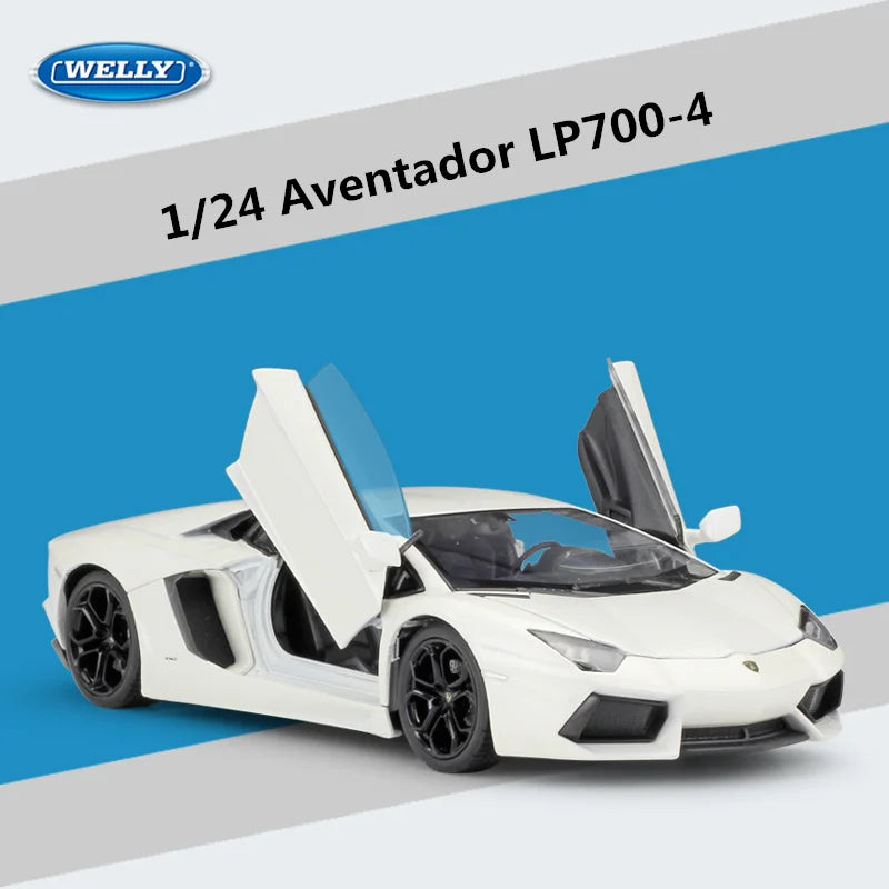 WELLY 1:24 Lamborghini Aventador LP700-4 Alloy Racing Car Model Diecast Metal Sports Car Vehicles Model Simulation Kids Toy Gift White - IHavePaws