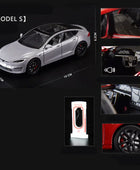 1:24 Tesla Model 3 Model Y Model X Roadster Alloy Car Model Diecast Metal Toy Vehicles Car Model Simulation Sound and Light Model S gray - IHavePaws