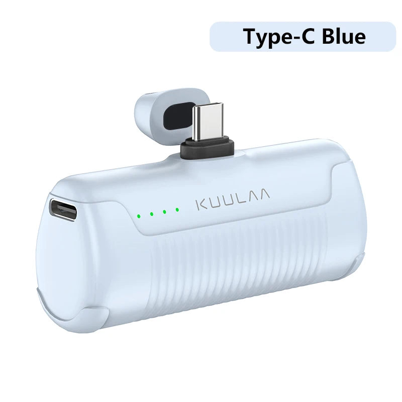 KUULAA Mini Power Bank 4500mAh - Portable Charger for iPhone 15/14/13/12 Pro Max & Samsung/Xiaomi - External Battery PowerBank Type-C Blue - IHavePaws