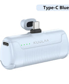 KUULAA Mini Power Bank 4500mAh - Portable Charger for iPhone 15/14/13/12 Pro Max & Samsung/Xiaomi - External Battery PowerBank Type-C Blue - IHavePaws