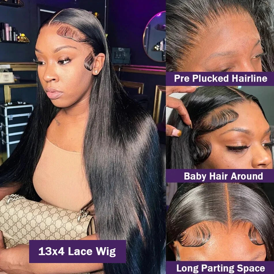 Straight 13x4 13x6 HD Lace Front Wigs Human Hair 180% Density Transparent Lace Frontal Wigs For Women 360 Full Lace Wigs