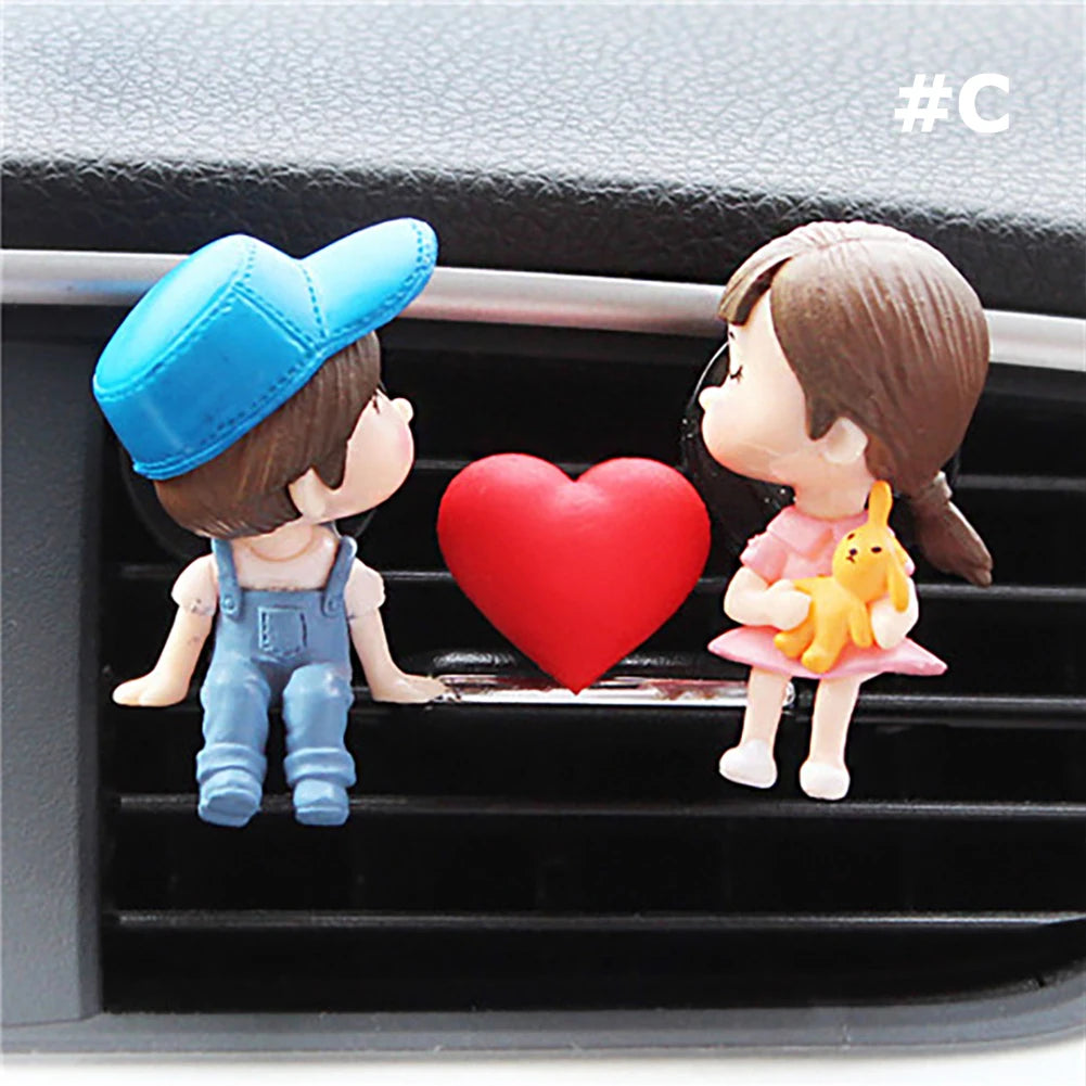 Boy Girl Couple Car Perfume Lovely Air Conditioning Aromatherapy Clip Cute Car Accessories Interior Woman Air Freshener Gift C - IHavePaws