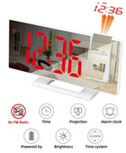 LED Digital Projection Alarm Clock Electronic Alarm Clock with Projection FM Radio (C) Red on White - IHavePaws