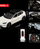 1:24 Tesla Model 3 Model Y Model X Roadster Alloy Car Model Diecast Metal Toy Vehicles Car Model Simulation Sound and Light Model 3 white - IHavePaws