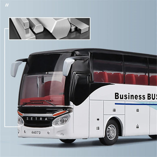Luxury Electric Airport Business Bus Alloy Car Model Diecast Simulation Metal Toy City Tour Bus Model Sound and Light Kids Gifts - IHavePaws
