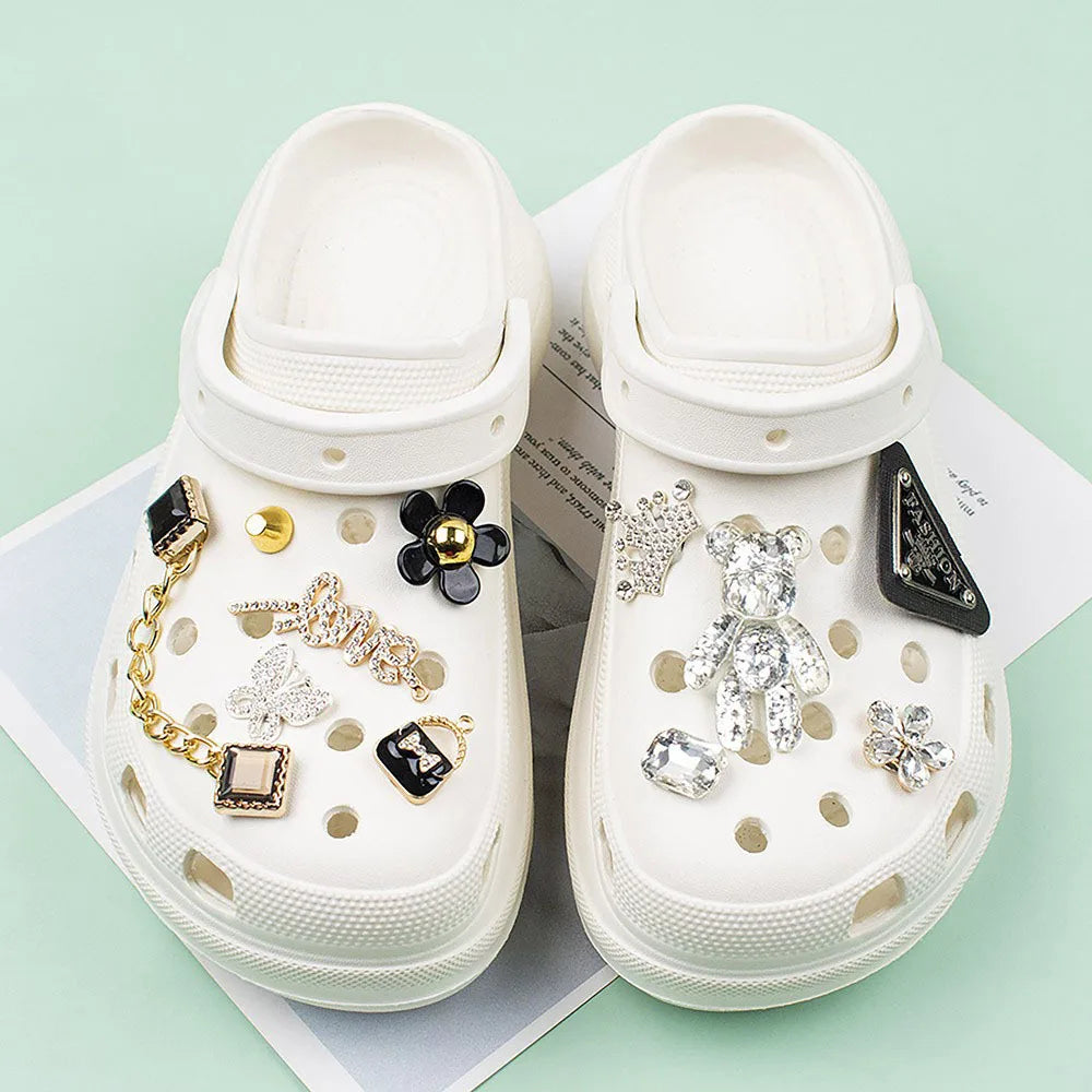 Shoe Charms for Crocs DIY Colorful Crystal Bear Diamond Chain Decoration Buckle for Croc Shoe Charm Accessories Kids Girls Gift D - IHavePaws