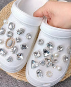 Luxury Designer Shoe Charm for Crocs DIY Transparent Rhinestone Pearl Chain Shoe Decoration Buckle for Croc Charms Accessories - IHavePaws