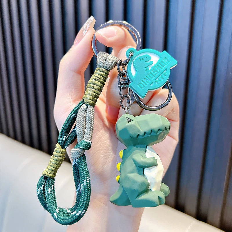 Cute and Trendy Cut Dinosaur Keychain Charm Creative Couple Schoolbag Pendant Cartoon Car Key Ring Children's Toy Small Gift Amy Green - ihavepaws.com