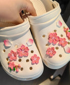 DIY Romantic Cherry Blossom Shoe Charms for Crocs Clogs Slides Sandals Garden Shoes Decorations Charm Set Accessories Kids Gifts Rose red - ihavepaws.com