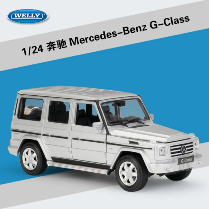 WELLY 1:24 Mercedes-Benz G-Class G500 SUV Alloy Car Scale Model Diecast Silvery - IHavePaws
