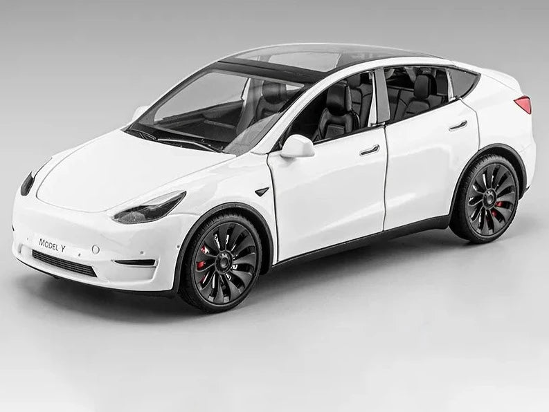 1:24 Tesla Model Y Model 3 Tesla Model S Alloy Die Cast Toy Car Model Sound and Light Model Y White - IHavePaws