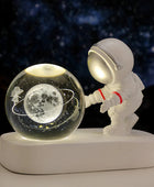 Creative Astronaut Starry Sky Walking Night Light Carved Crystal Ball Luminous Base Decoration C - IHavePaws