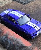 1:24 Dodge Challenger SRT Alloy Sports Car Model Diecasts Metal Toy Vehicles Car Model High Simulation Collection Kids Toy Gift Blue - IHavePaws
