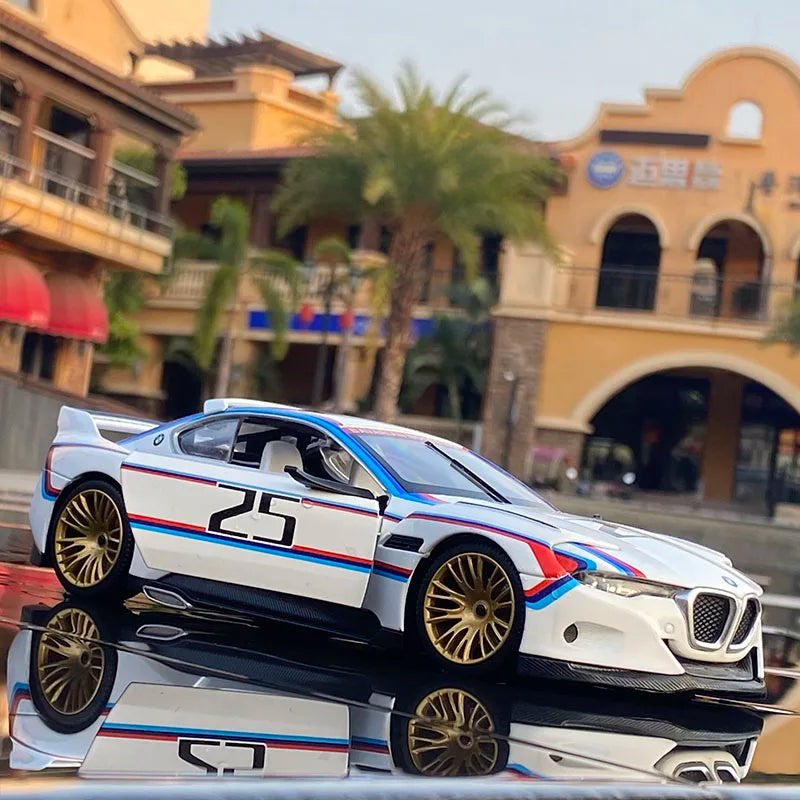 1:24 BMW CSL Alloy Track Racing Car Model Diecast Metal Toy Car Sports Model Simulation Sound and Light Collection Children Gift - IHavePaws