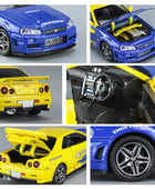 1:32 Nissan Skyline Ares GTR R34 Alloy Sports Car Model Diecast Metal Toy Racing Car Model Simulation Sound Light Childrens Gift