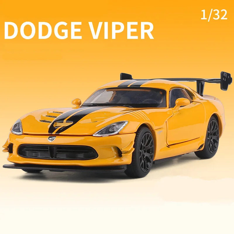 1:32 Dodge Viper ACR SRT Alloy Sports Car Model Diecasts Metal Toy Vehicles Car Model Simulation Sound and Light Childrens Gifts Yellow - IHavePaws