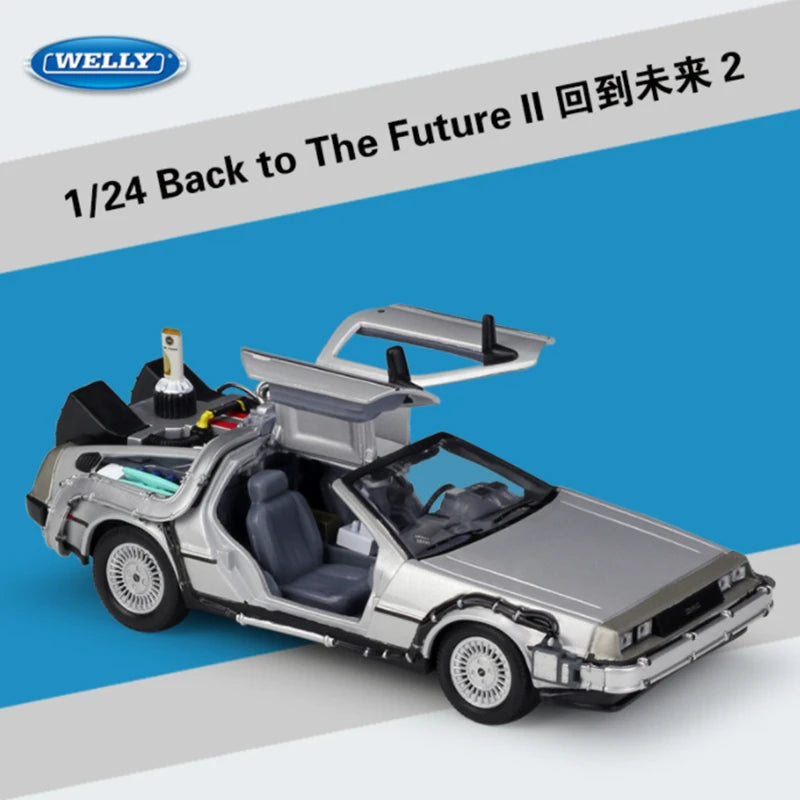 Welly 1:24 DMC-12 DeLorean Time Machine Back to the Future Car Model Diecast Metal Car Model Simulation Collection Kids Toy Gift - IHavePaws