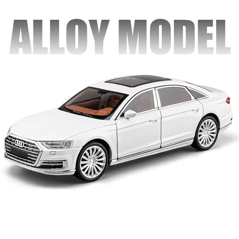 New 1:24 AUDI A8 Alloy Car Model Diecasts Metal Toy Luxy Vehicles Car Model Simulation Sound and Light Collection Childrens Gift White - IHavePaws