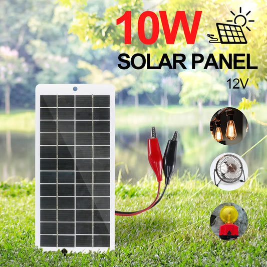 5/8/10W Solar Battery Charger with Carabiner 12V Cells Power Bank Polysilicon Solar Charger Plate Portable for 9-12V Battery - IHavePaws
