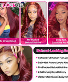 Burgundy 13X4 Lace Front Human Hair Wigs Transparent Lace Body Wave Lace Frontal Wig For Women 4X4 Closure Wig Remy Wig MYLOCKME