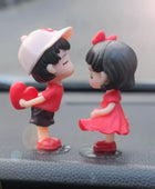 Couple Cute Ornaments for Car, Car Decoration Cute Cartoon Couples Action, Cartoon Car Dashboard Decorations, Cute Lovely Kiss red skirt - IHavePaws