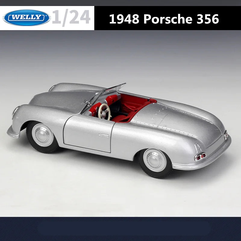 WELLY 1:24 Porsche 356 No. 1 Roadster Alloy Racing Car Model Diecast Metal Toy Classic Sports Car Model Simulation Children Gift