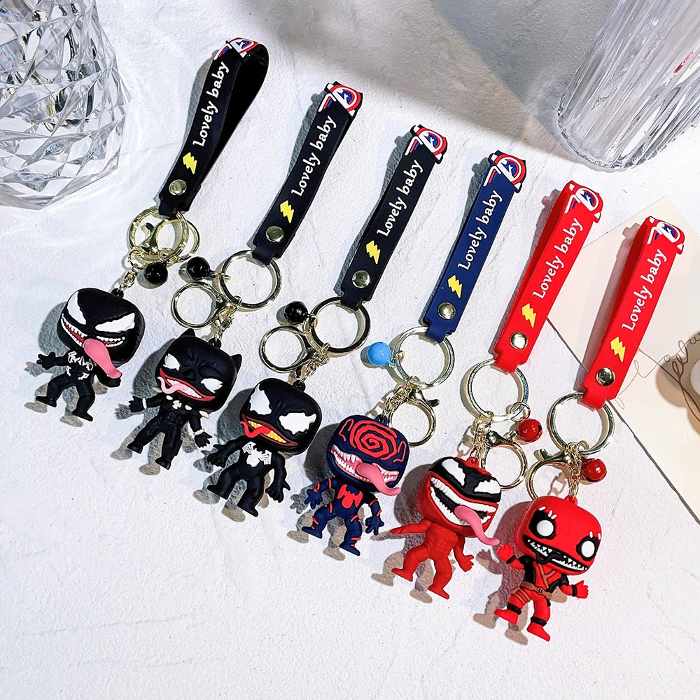6 styles Horror series Cartoon Anime Venom Pendant Keychains Car Key Chain Key Ring Phone Bag Hanging Jewelry for Kids Gifts - ihavepaws.com
