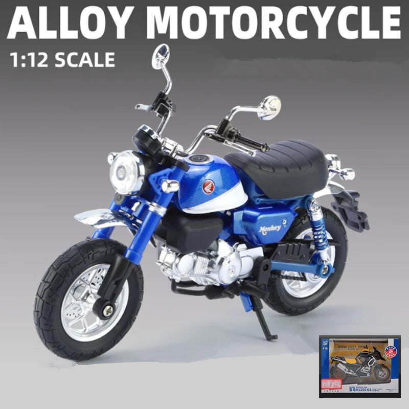 1:12 Honda Monkey 125 Alloy Sports Motorcycle Model Diecast Blue retail box - IHavePaws
