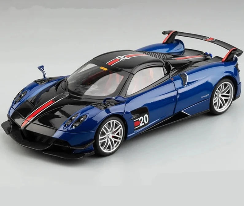 1:18 Pagani Huayra BC Alloy Sports Model Diecast Metal Racing Car Vehicles Model Collection Sound Light Simulation Kids Toy Gift Blue - IHavePaws