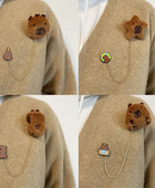 Cartoon Plush Capybara Corsage Cute Animal Badges Personality Brooch Clothing Backpack Pins Decor For Girls Kids Gift - IHavePaws