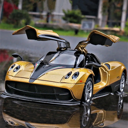 1/24 Pagani Huayra Dinastia Alloy Sports Car Model Diecasts Metal Racing Car Model Simulation Sound and Light Childrens Toy Gift Golden - IHavePaws