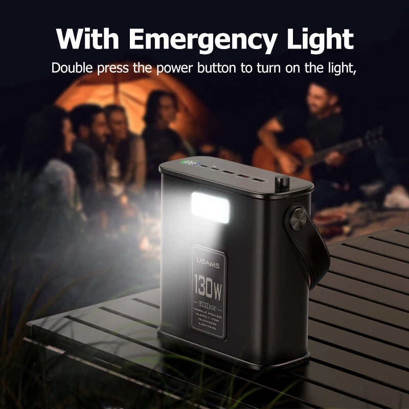 USAMS 130W Power Station 80000mAh Emergency Power Supply Poratble Fast Charger for Outdoor Camping Home Energy Power Storage - IHavePaws