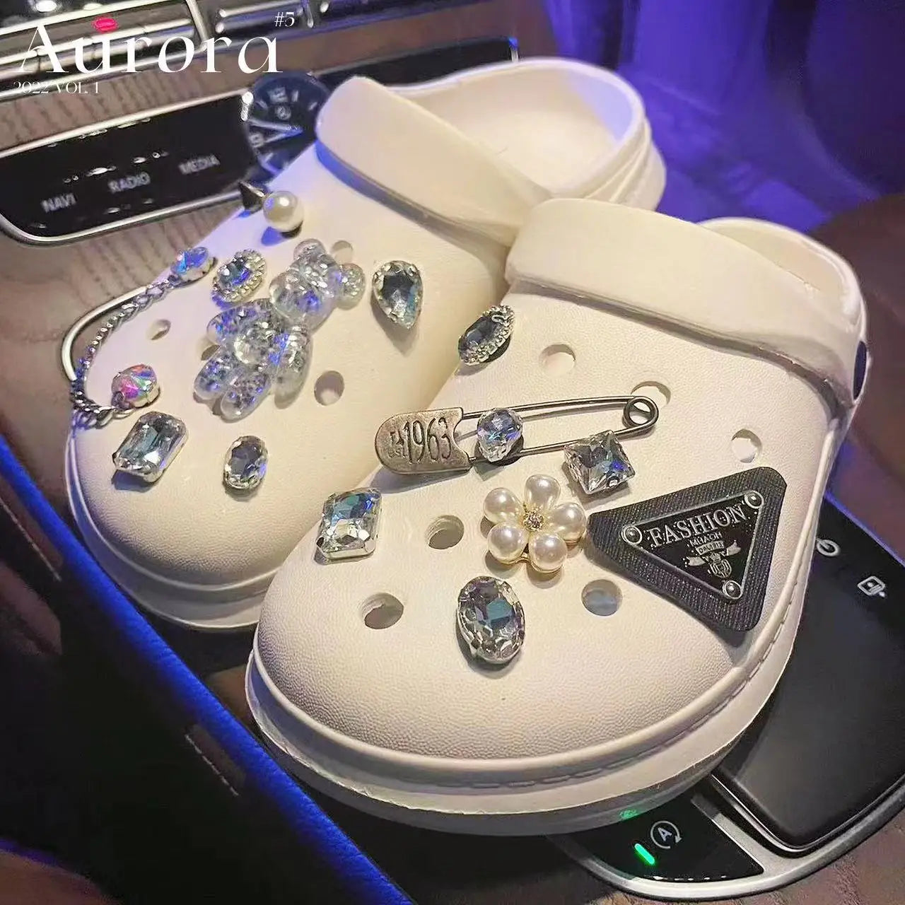 Luxury Rhinestone Pearl Charms for Croc Designer DIY Gem Shoes Decaration Charm for Crocs Clogs Kids Women Girls Gifts K - IHavePaws